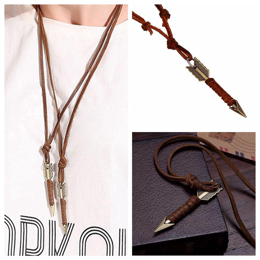 Gifts Vintage Punk Jewelry Necklace Arrow Pendant Leather Chain Choker