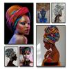 Abstract Africa Girl Canvas Painting Colorful Women Oil Portrait Posters and Prints Wall Art for Living Room Home Decor