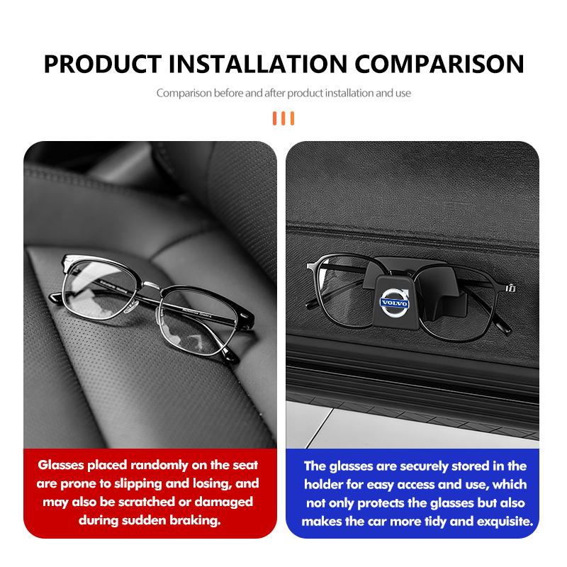 Car Seat Self-Adhesive Eyeglasses Holder Storage Sunglasses For Volvo Xc60 Xc90 V40 V60 S60 V50 V90 S80 C40 XC40 V70 XC70 C30