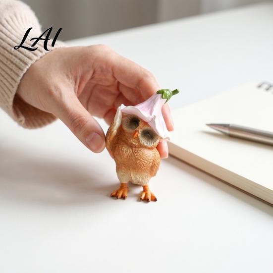 Cute Office Desk Decor Owl Desktop Ornament Detailed Durable Resin Figurine Cartoon Animal Ornament for Bookshelves Hand Carved Collectible