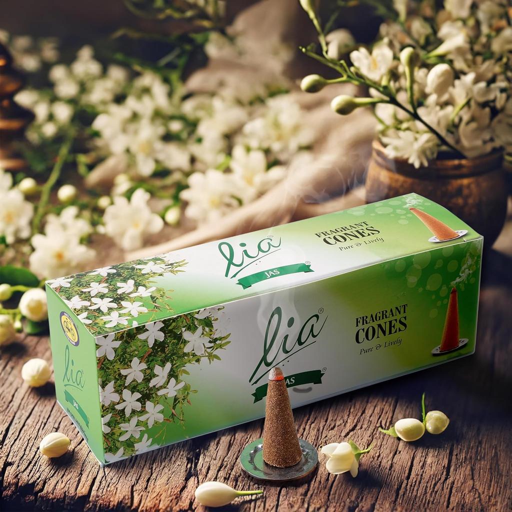 Cycle Pure Lia Jas Ароматные Сухие Конусы Дхуп 192 со Свободным Держателем для Пуджи Медитации и Ритуалов Упаковка из 3 (64 конуса/упаковка)