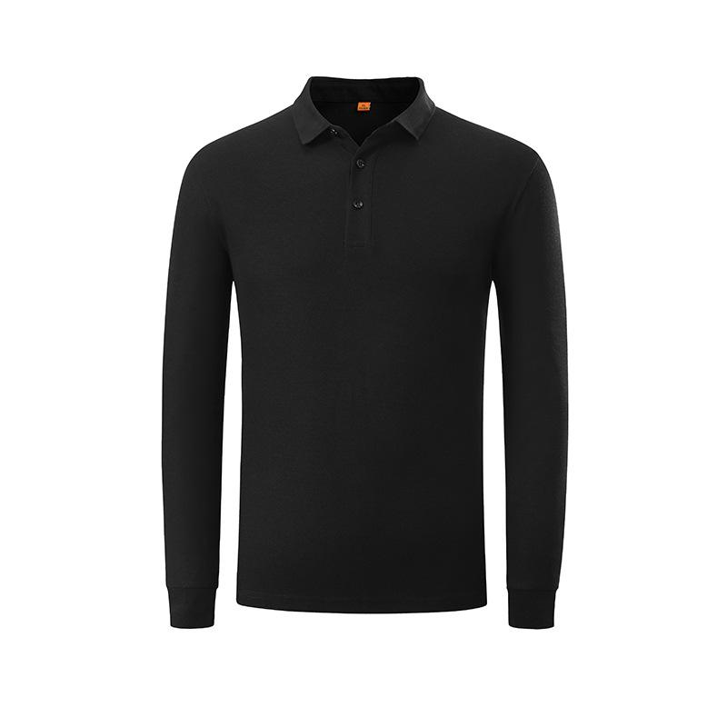 Spring and Autumn Men's Autumn Lapel Bottom Polo Shirt Solid Color Cotton