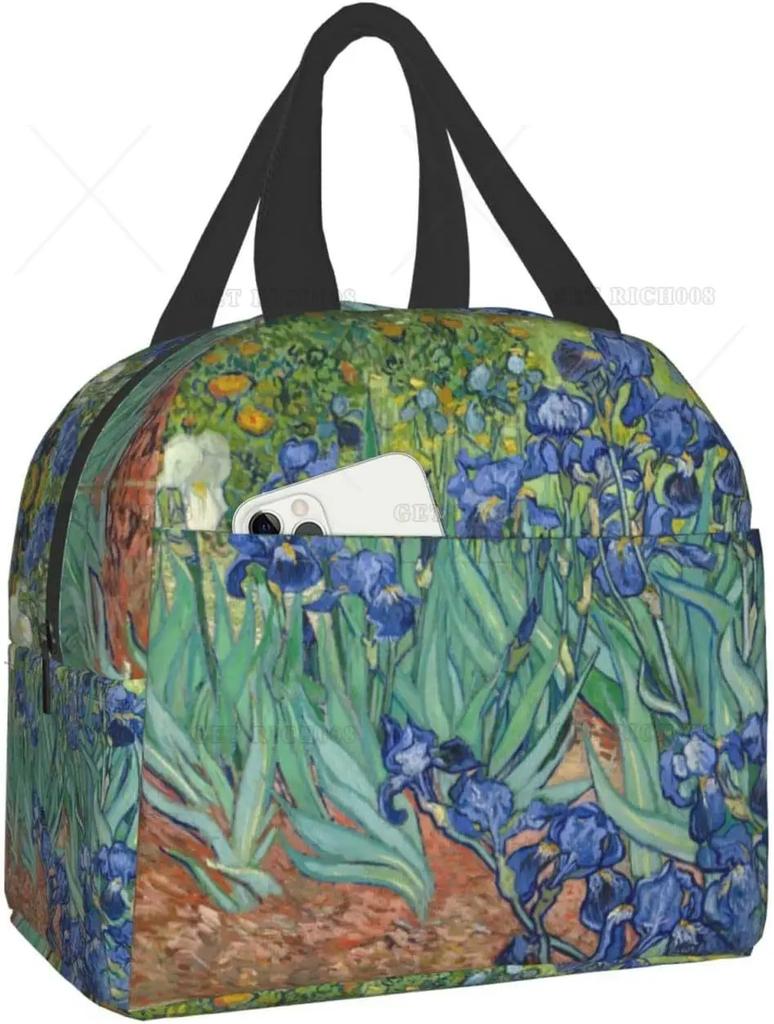 Картина Моне «Цветы лотоса» Сумка для обеда, маленькая, для мужчин, женщин, детей, для пикника на открытом воздухе, для работы, школы, ланч-бокс, сумка, изолированный подарок