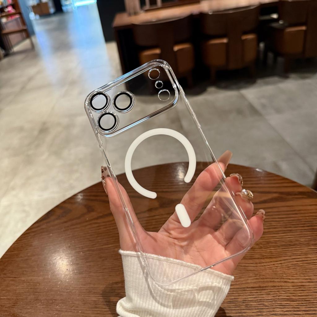 Ультратонкий прозрачный жесткий магнитный чехол для Magsafe для iPhone 17 Air 16 15 14 13 12 Pro Plus Max Акриловое стекло Защитная крышка с бампером для камеры