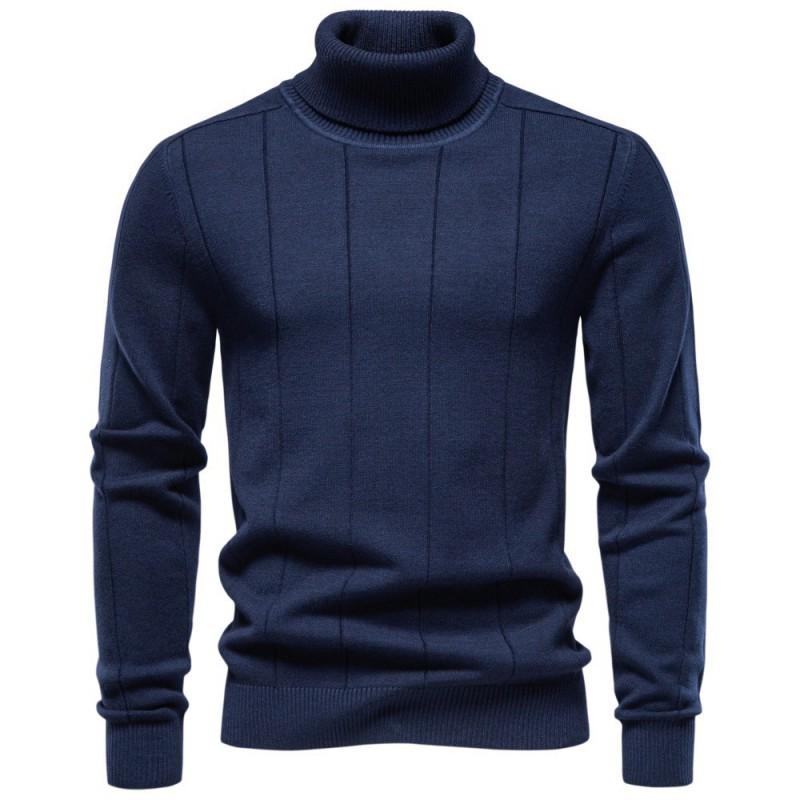 Mens Warm Thick Knit Sweater High Turtleneck Slim Fit Long Sleeve Fall Winter 2026