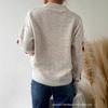 Women's Cherry Pattern V Neck Knit Cardigan, Button Front Long Sleeve Relaxed Sweater