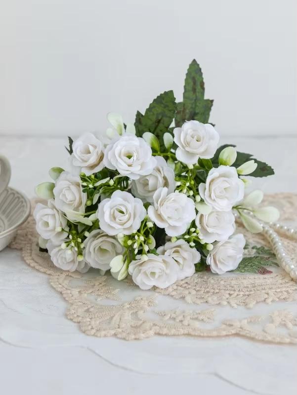 Artificial Flowers Multi Head Silk Rose Valentine's Wedding Brial Bouquet Garland Decora Home Room Table Needlework Gifts Props