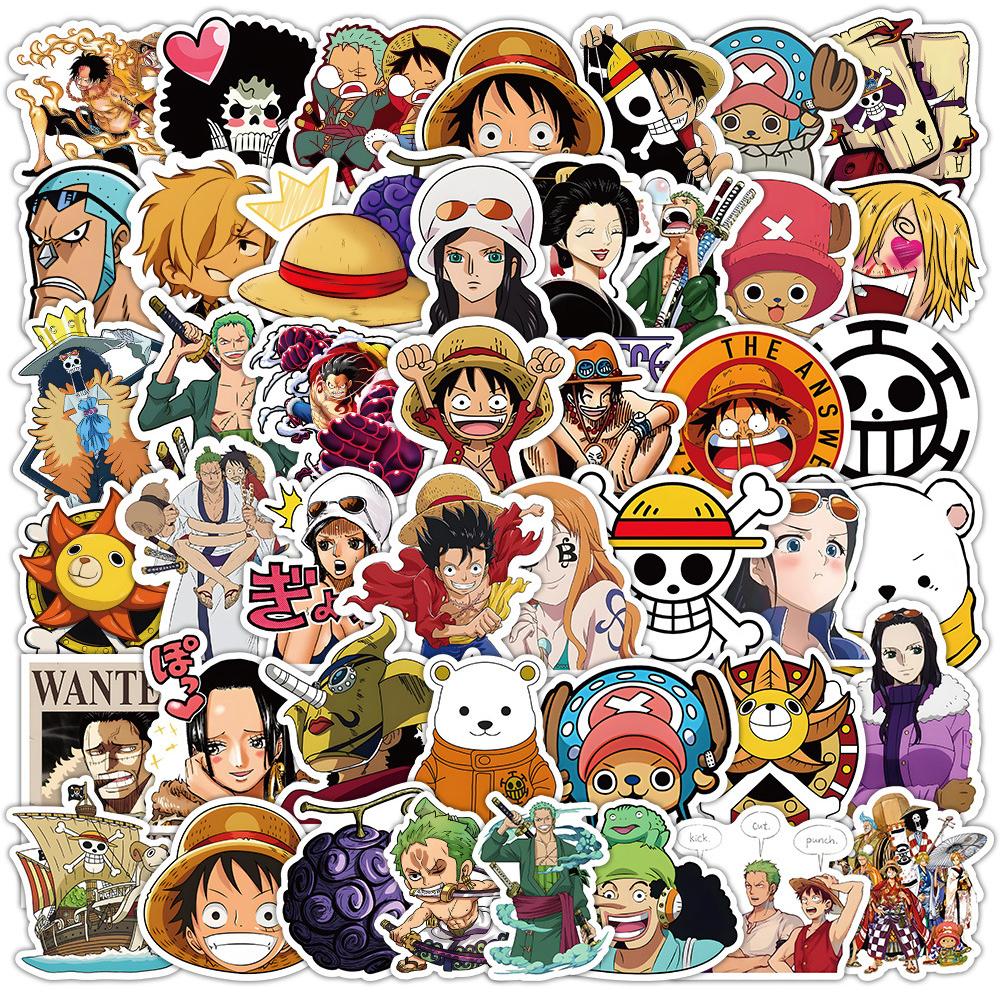 50/100 шт. Аниме-наклейки ONE PIECE Крутые мультяшные наклейки Детская игрушка Канцелярские принадлежности для DIY Чемодан Автомобиль Велосипед Водонепроницаемые Классические манга-наклейки