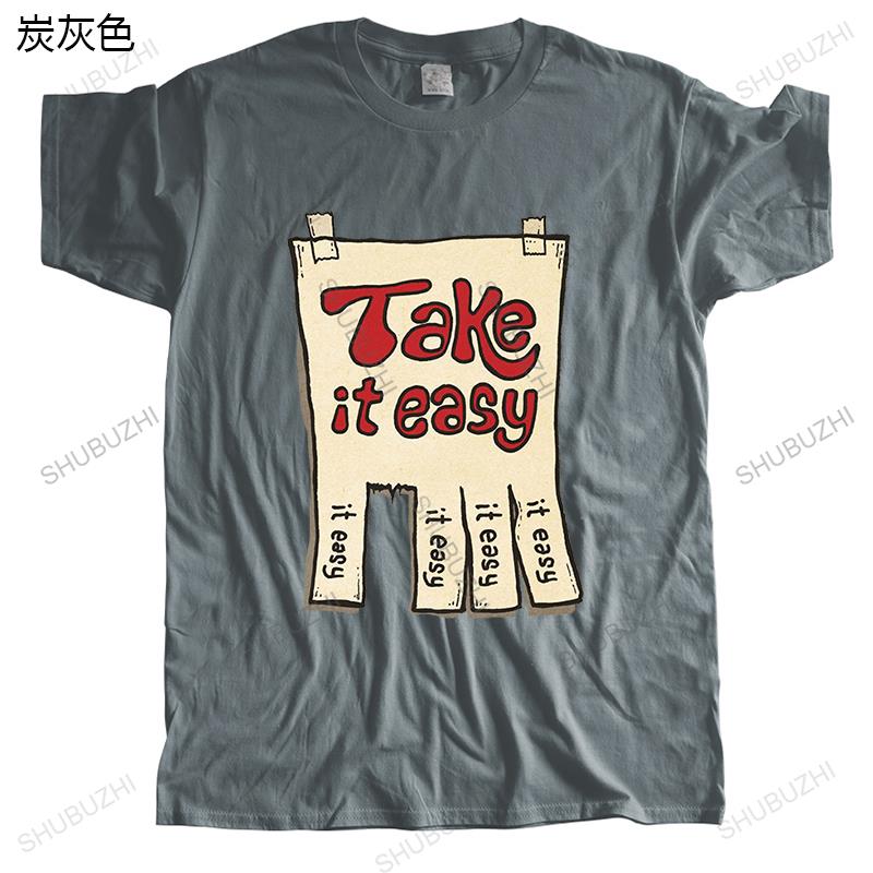 Unisexs Tshirt Unisex Cotton Tops Take It Easy Chameleon Screen Printing Unisexs T Shirt Short Sleeve Cotton Crew Neck Tshirts