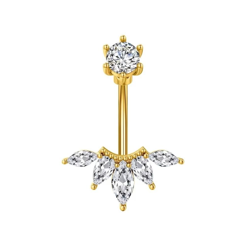 Elegant Crystal Ball Belly Button Rings Copper Shiny Body Jewelry New Gem Navel Piercing  Men