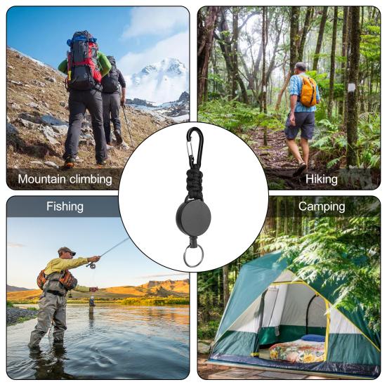 2Pcs Key Chains With Carabiner 60cm Extendable Steel Wire Multifunctional Extendible ID Holder Outdoor Anti-lost Retractable Keychain