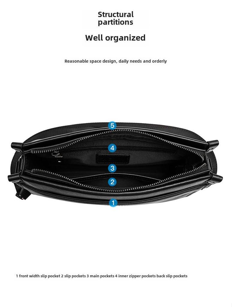 Men's Genuine Leather Trendy Waterproof Shoulder Bag - Large Capacity and Casual Style