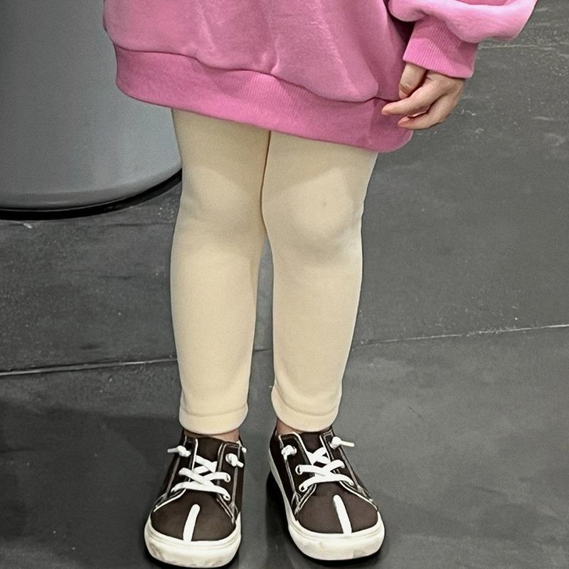 Брюки для йоги для девочек, однотонные эластичные плюшевые леггинсы с эластичной талией и утолщенные леггинсы