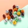 10pcs/bag Colorful Round Wood Beads With Holes Basketball Soccer Rugby Bracelet Necklace Accessories For DIY Jewelry Making