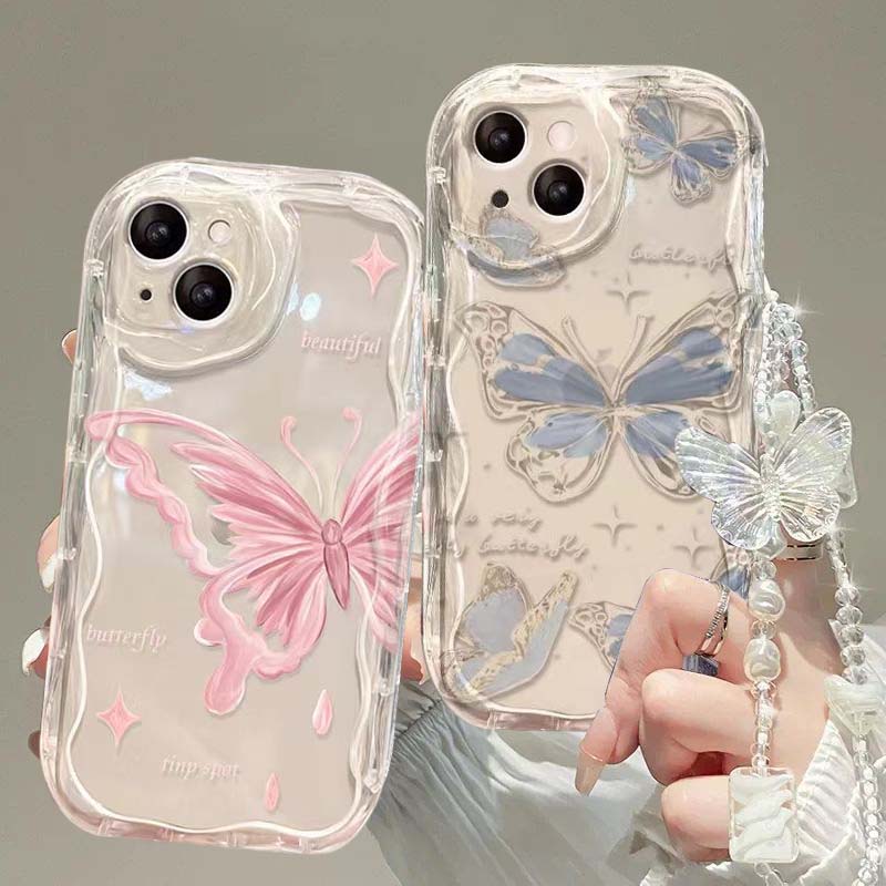 INS Cute Butterfly Chain Case For Motorola Moto Edge 50 Fusion Pro Ultra G84 G14 E13 E14 G35 G22 G30 G24 G05 G15 G54 G34 E22 G35