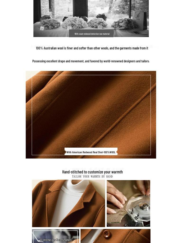 2025 Осень/Зима Женское Приталенное Короткое Пальто из Чистой Шерсти и Кашемира