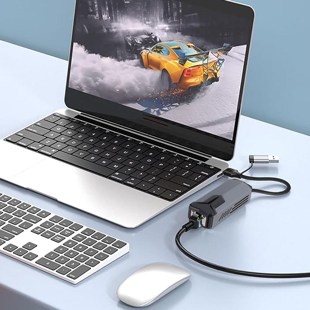 5G USB 3.0 Ethernet Adapter 5000Mbps High Speed 2 in 1 USB A Type C to RJ45 LAN Adapter for PC Laptop
