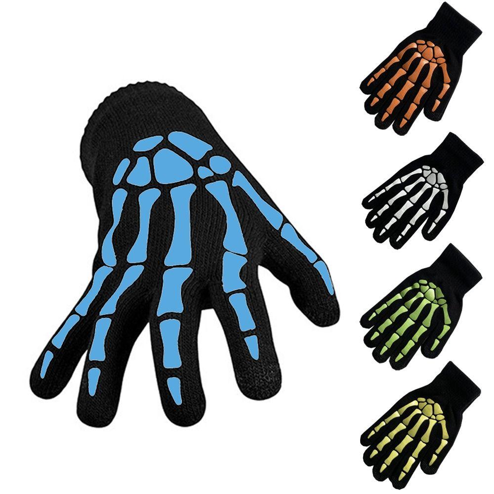 Thicken Luminous Skeleton Claw Gloves Full Finger Halloween Bone Claw Gloves  Cycling