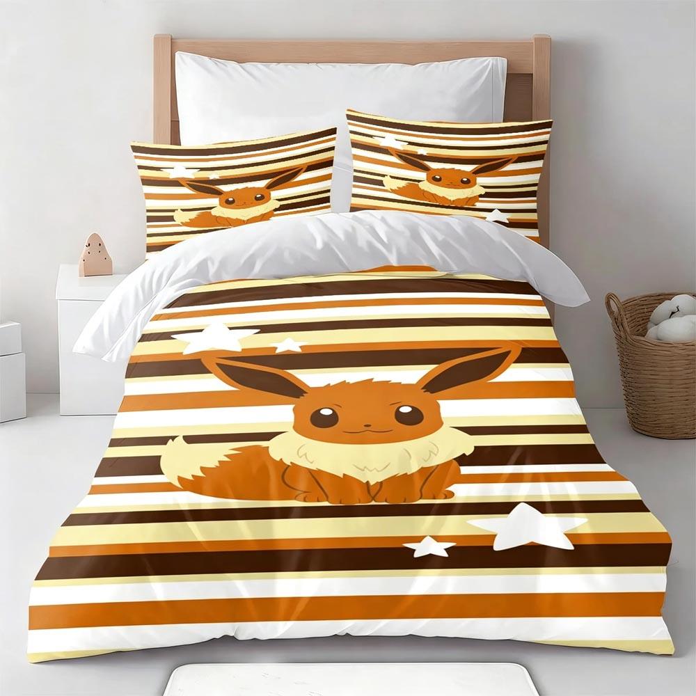 Cartoon Eevee Bedding Sets Comforter Quilt Bed Cover Eevee Duvet Cover PillowCase Kids Adult Size Home Textiles