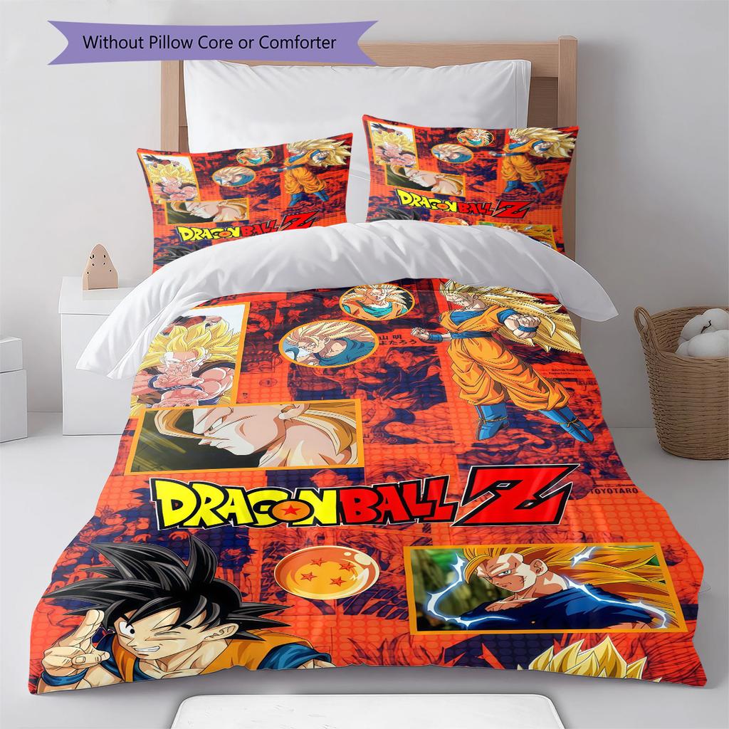 DBZ Decor Pattern Bedding Quilt Set Quilt Cover Pillowcase Home Decoration Birthday Gift (1 * duvet cover + 2 * pillowcase, without core)