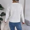 Women's Fashionable Round Neck Long Sleeved Heart-shaped Color Blocked Pullover Sweater Casual Top