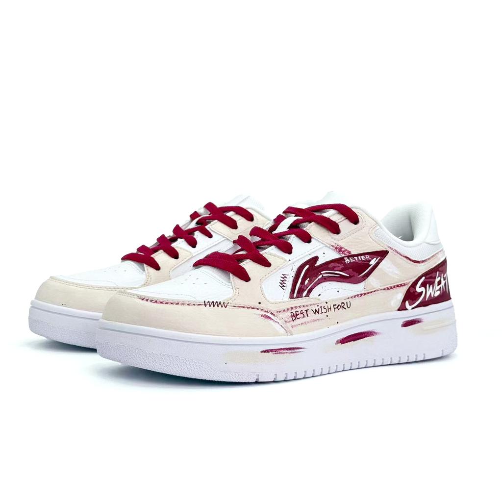 Li Ning Tianji Skateboard Shoes Unisex Low top Red White AGCU095-5