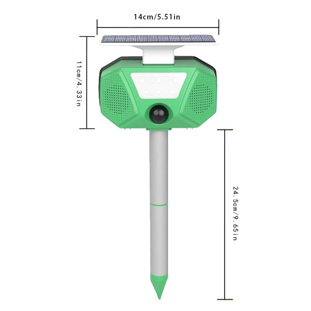 Solar Mole Repellent Ultrasonic Outdoor Pest Bird Squirrel Animal Repeller IP66 Waterproof 110 Degrees PIR