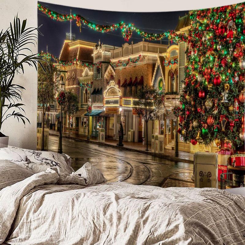 Домашний декор Веселый рождественский Санта узор Печатный гобелен Рождественская елка Гобелен Декор для гостиной и спальни Фон Ткань