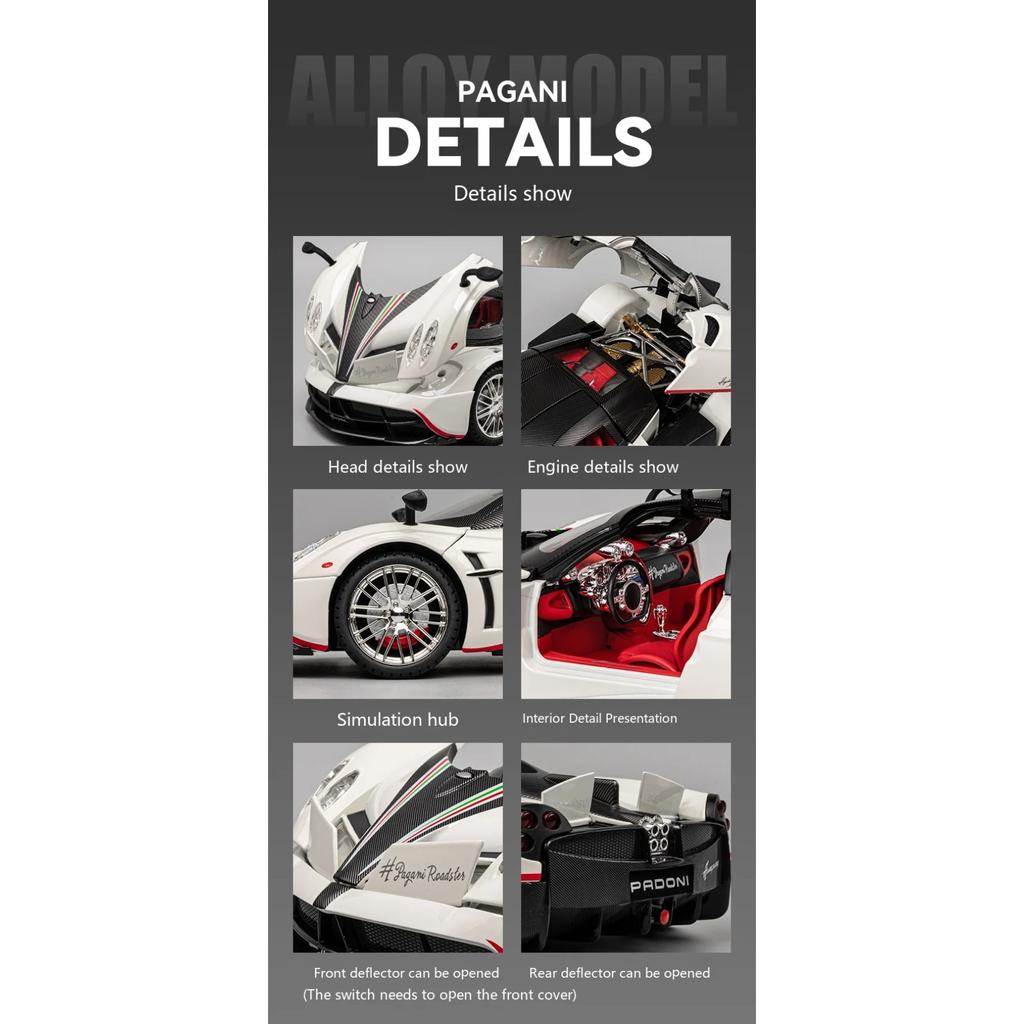 Модель спортивного автомобиля Pagani Huayra Dinastia в масштабе 1/18, литой металлический, модель гоночного автомобиля, симуляция звука и света, детская игрушка, подарок