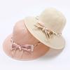 Fashion Women Bowknot Flower Pearls Straw Hat Female Summer Big Brim Cap Outdoor Beach Seaside Hat Foldable