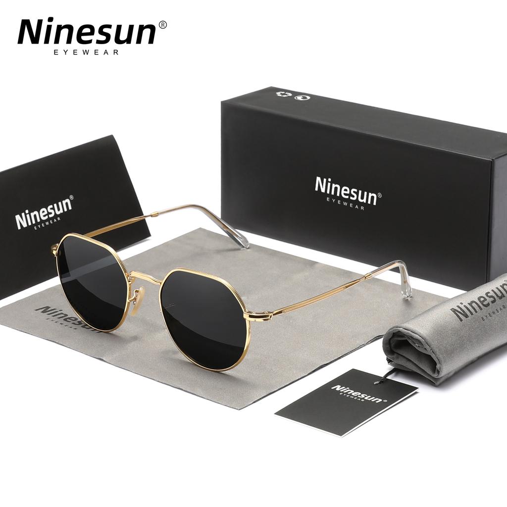 NINESUN Новые поляризованные солнцезащитные очки для мужчин и женщин в ретро-стиле UV400 с круглой оправой из сплава и антибликовым покрытием, роскошные очки