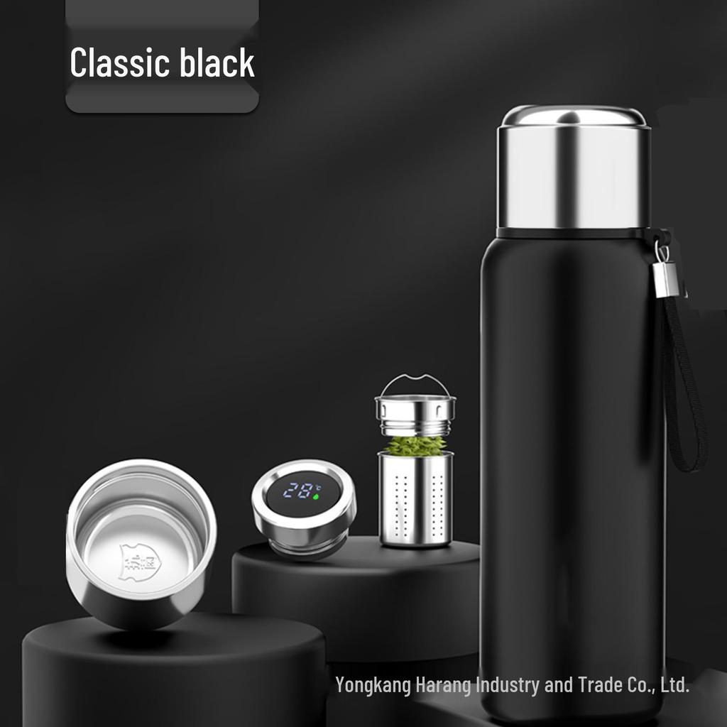 Изолированная бутылка для воды из нержавеющей стали 316 с двойными крышками и ситечком для чая для использования на открытом воздухе