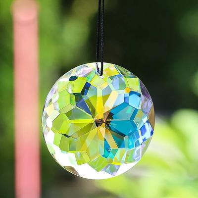 Ловец радуги 60 мм Мандала Ловец солнца Круглый DIY Поделки Мандала Хрустальный кулон Прозрачный Цветок Граненые Хрустальные призмы Сад