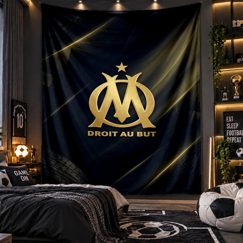 Wall Hanging Tapestry Olympique Lyonnais FC Print Cloth for Living Room Bedroom Home Decor