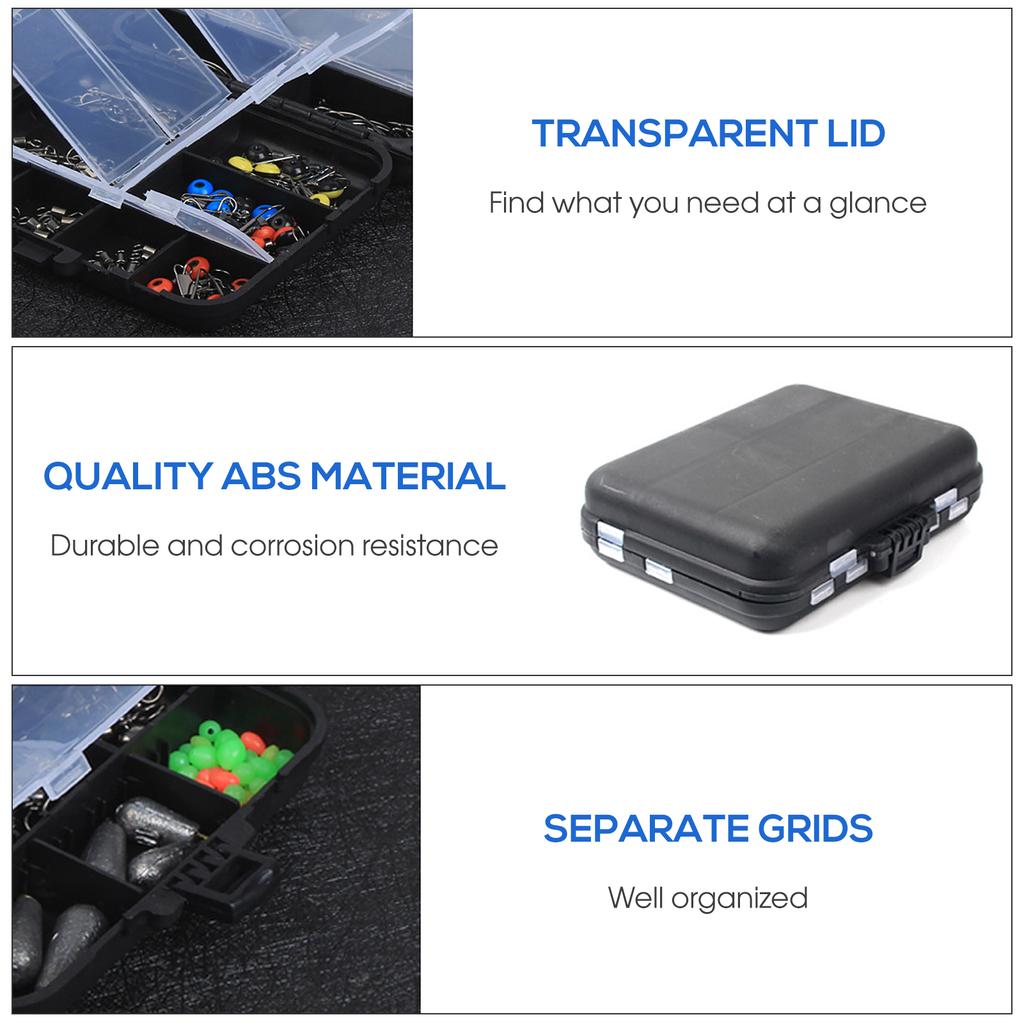 263pcs/Set Fishing Accessories Set with Tackle Box Including Plier Jig Hooks Sinker Weight Swivels Snaps Sinker Slides