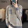 INDFS Женские модные повседневные осенне-зимние полосатые худи с длинным рукавом