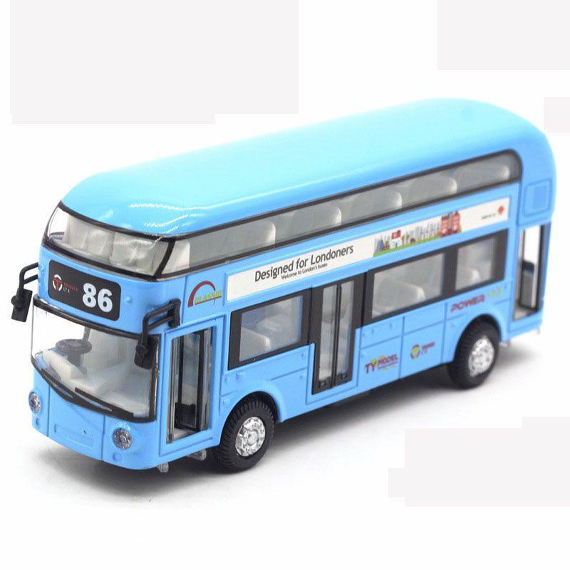 Premium Quality Double-decker Tour London City Bus Pull Back Car Kid Toy With Sound And Light