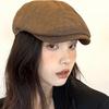 Cotton and Linen, Forward Hat, Men's and Women's, Retro, Solid Color Big Head Circumference, British Style, Short Eave, Street Duckbill Hat