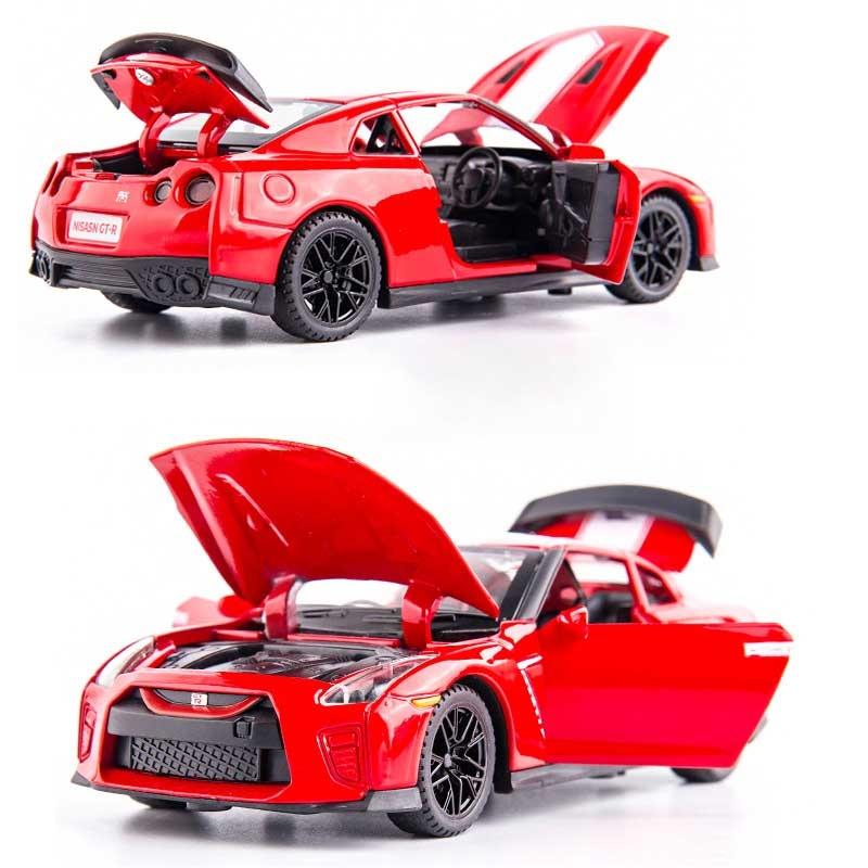 Модели автомобилей GTR R34 в масштабе 1/32, литые под давлением модели автомобилей из сплава металла со звуком и светом, гоночные игрушки с откатом, подарки для детей, масштабная модель автомобиля
