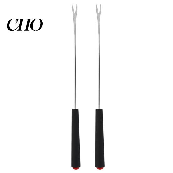 Extendable BBQ Fork 2Pcs Retractable with V-Shaped Prongs Non-Slip Handle Stainless Steel Picnic Grilling Tool Portable Outdoor Cooking for