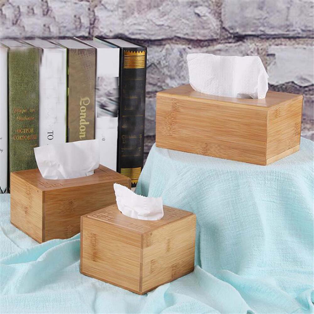 Table Decoration Bamboo Desktop Organizer Tissue Holder Tissue Rack Storage box Napkin holder