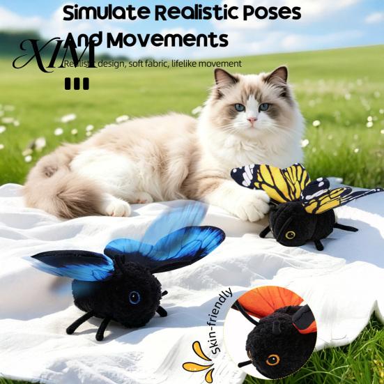 Automatic Moving Kitten Toys Smart Sensing Flapping Butterfly Cat Toy, Realistic Wing Motion Chasing Stalking Pouncing Engaging for Solo Play