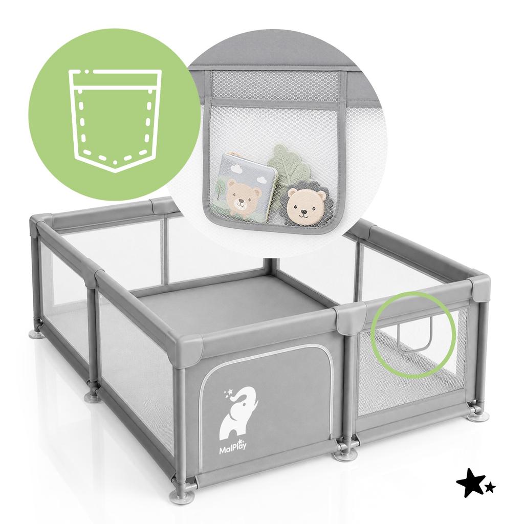Kivo Baby Playpen 150x180 cm Large Children Playground Gray
