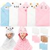 5Pcs Baby Bathrobe Infant Bath Towel Boy Girl Hoodies Soft and Absorbent Cartoon  Fleece Towel Blanket Newborn Kids