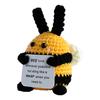 Positive Crochet Bee Doll with Encouraging Card Emotional Support Handmade Knitting Honeybee Animal Toy Decoration Ornament Kids