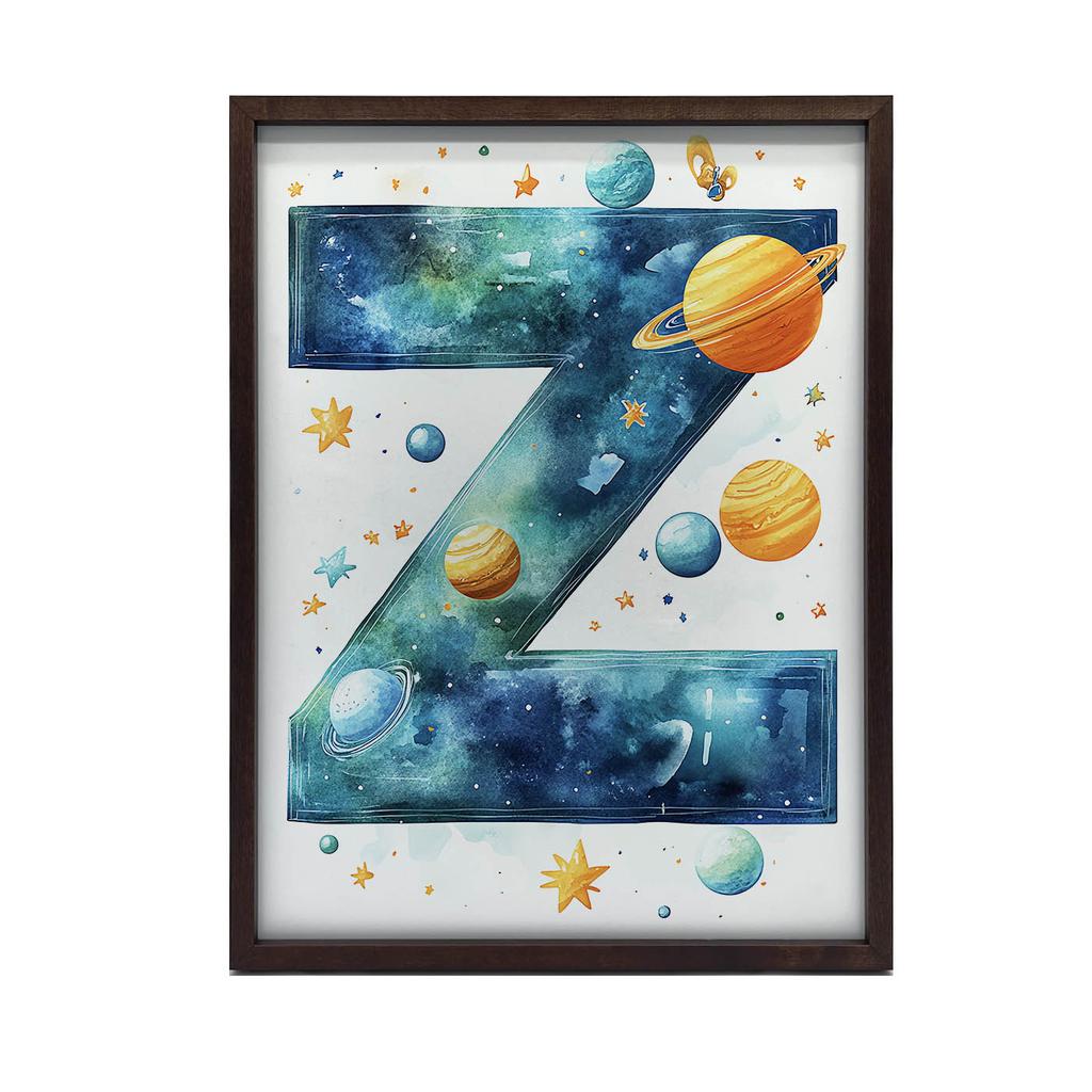Poster With Letter Z In Galaxy Poster With Letter Z In Galaxy, 30X40 Cm, Gold Aluminum Frame, 230 Gsm Matte Paper