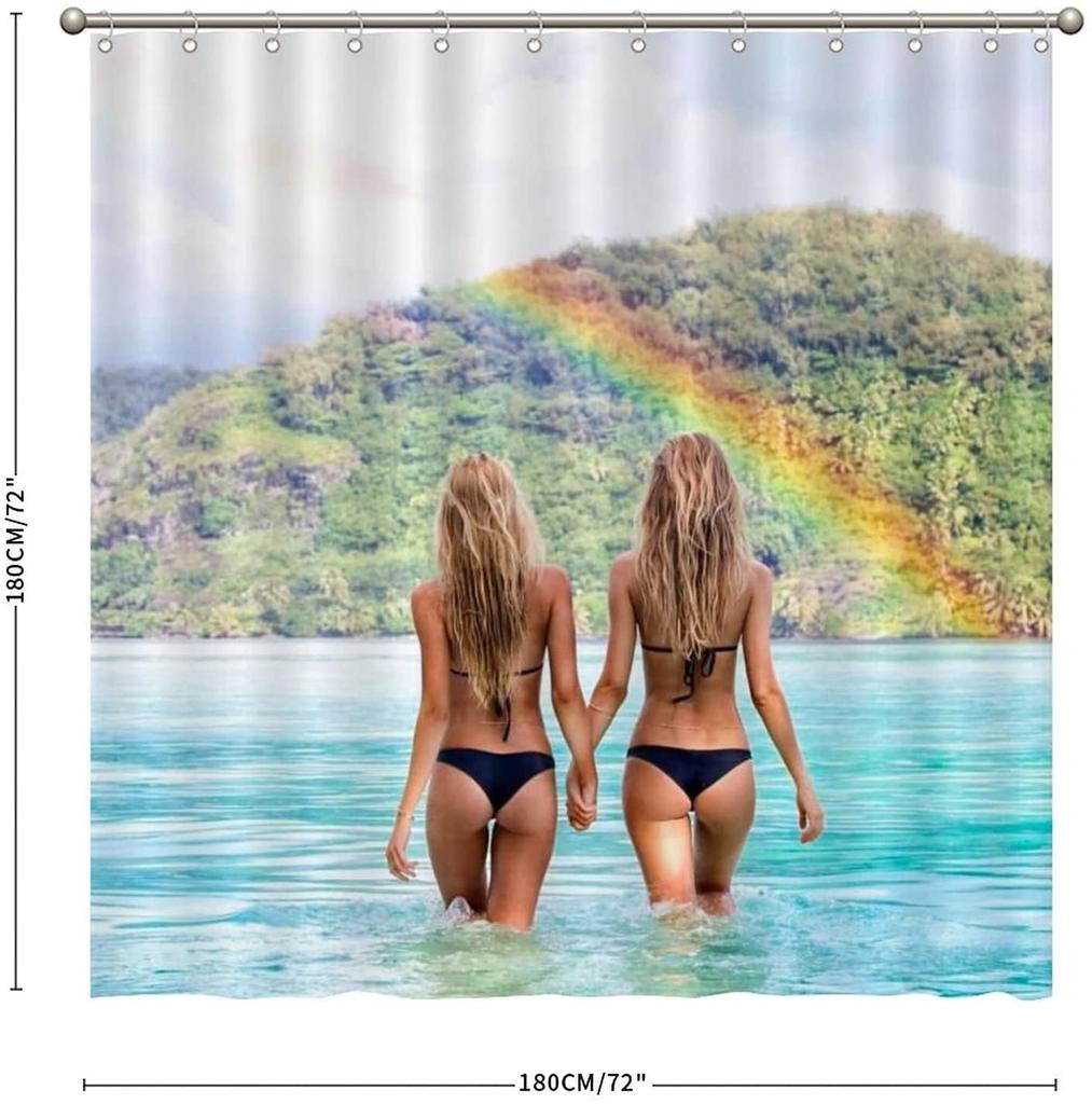 Занавески для душа, красивые женские сексуальные задницы, обнаженные грудастые девушки в бикини на пляже, занавеска для ванной, полиэстеровая ткань, набор декора для ванной комнаты