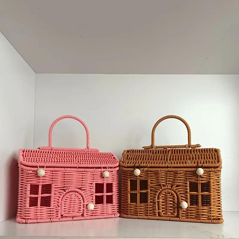 Halloween Storage Basket - Woven Rattan Style Organizer with Lid for Home & Shelf Decor. Durable & Creative!