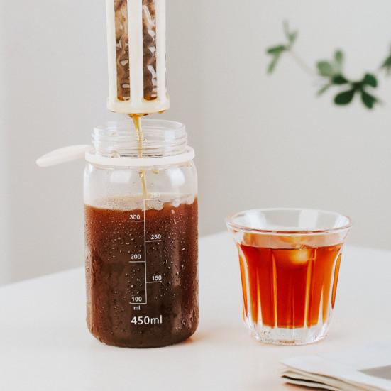 450/600ML Cold Brew Cup with Scale Filter Food Grade Large Capacity Portable Travel Tea Bottle Cold Brew Coffee Maker Jar