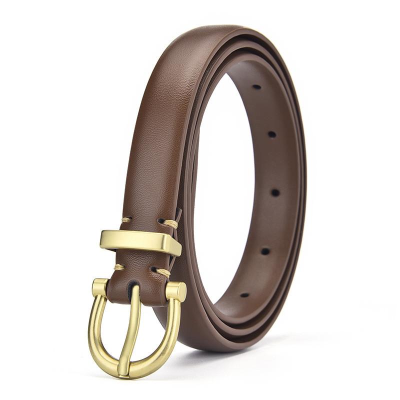 Woman Pu Fashion Leather Belt With Round Metal Buckle For Casual And Office Wear